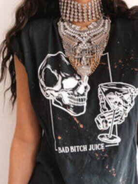 Pebby Forevee "Bad B Juice" Bleached Tee XL Black